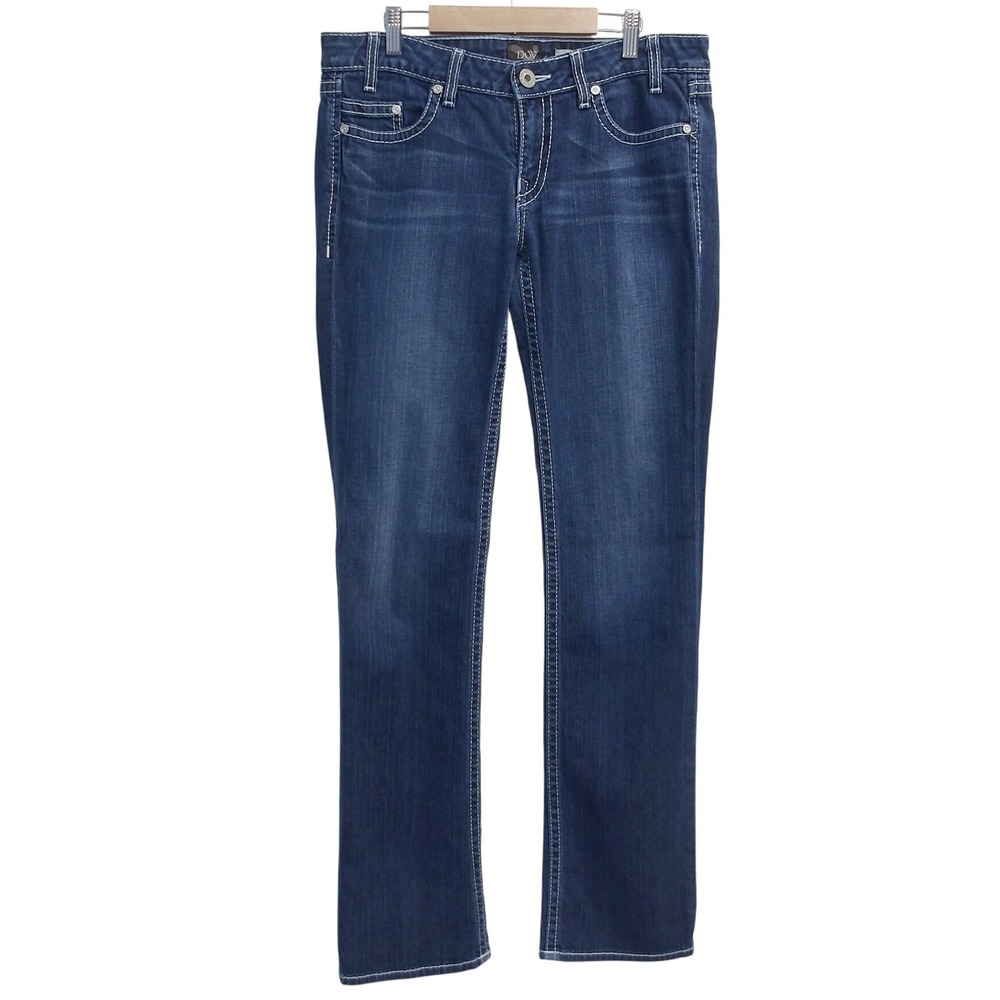 DOV Denim of Virtue Straight Leg Jeans Rhinestone Dark Wash 31"x33" / #7179